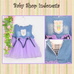large PD409 Dress Tutu Denim Diamond Bow 100 Ungu copy